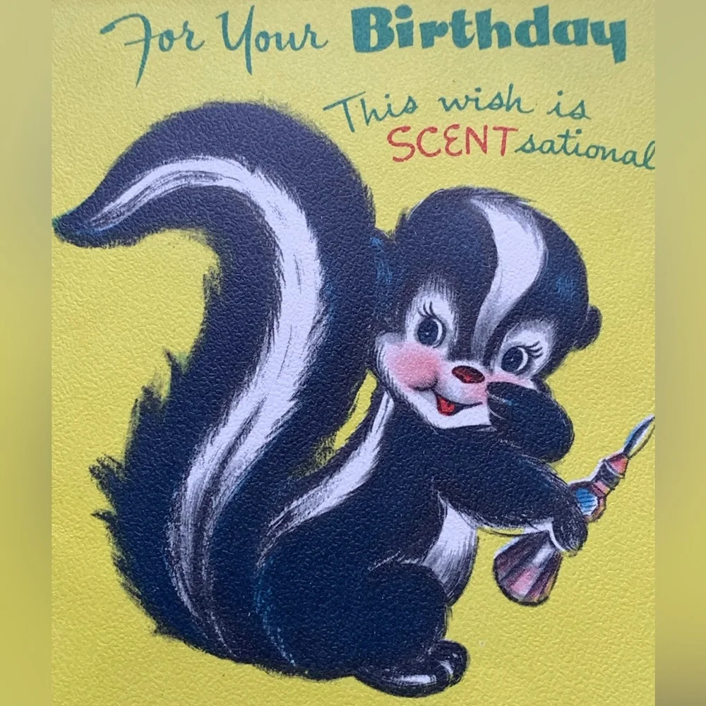 Vintage 1940’s-50’s Era Skunk Birthday Card This Wish is SENTsational